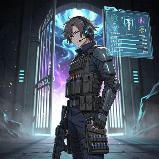 Solo Leveling hunter PFP with blue status window dungeon aesthetic