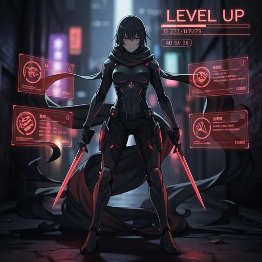 Anime assassin PFP Solo Leveling style with daggers and shadows