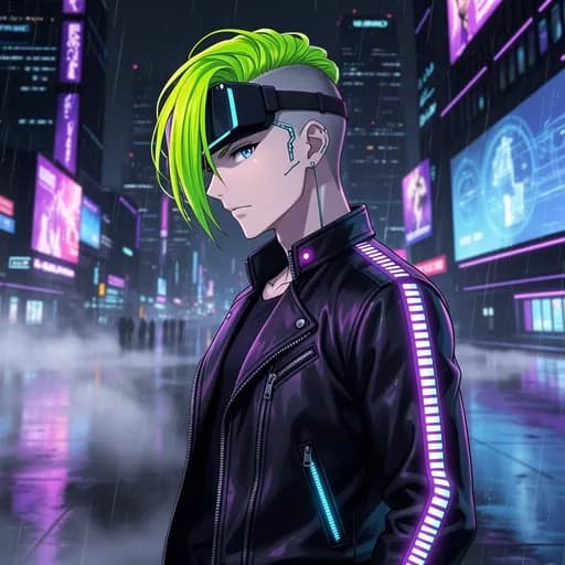 Android anime girl PFP with chrome and pink cyberpunk aesthetic